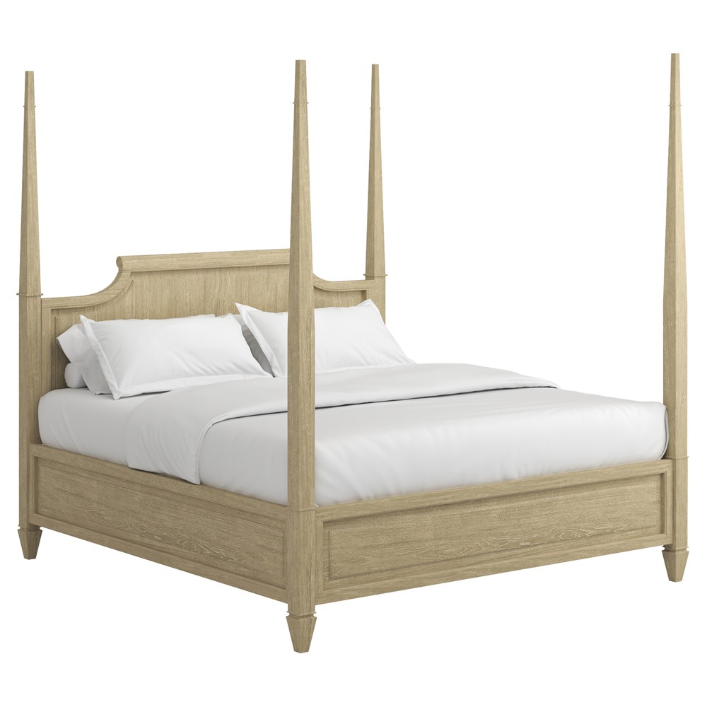 Gatlin Updated Traditional Beige Wood Four Poster Bed - King|