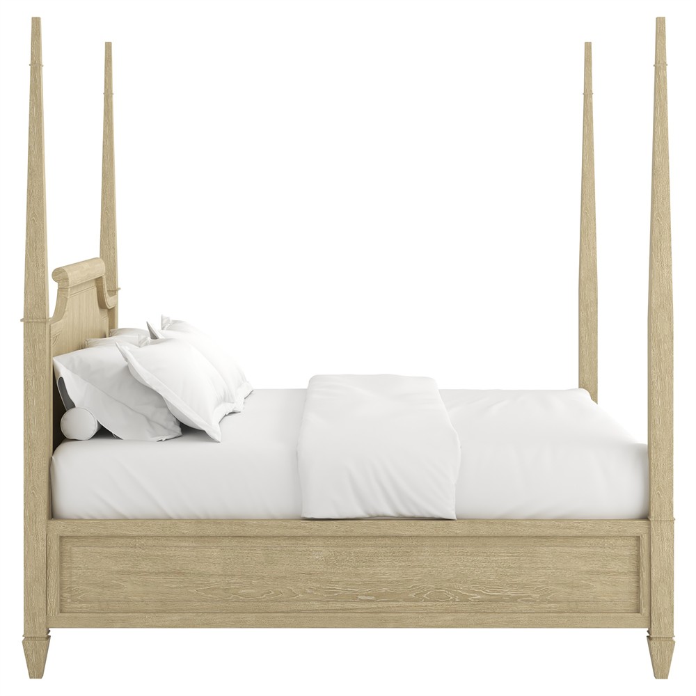 Gatlin Updated Traditional Beige Wood Four Poster Bed - King|