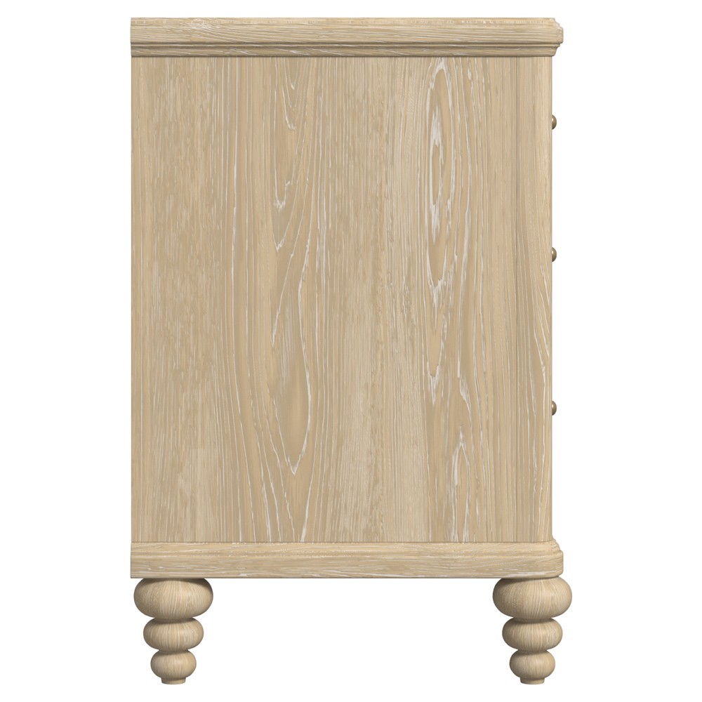 Eren Coastal Beach Light Brown Wood Wide Nightstand|