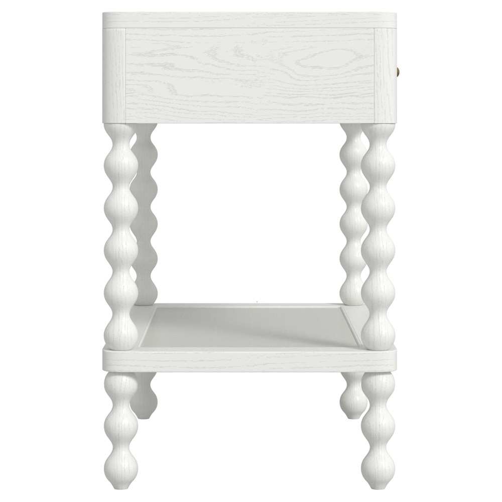 Bryer Modern Classic White Wood Spindle Nightstand|