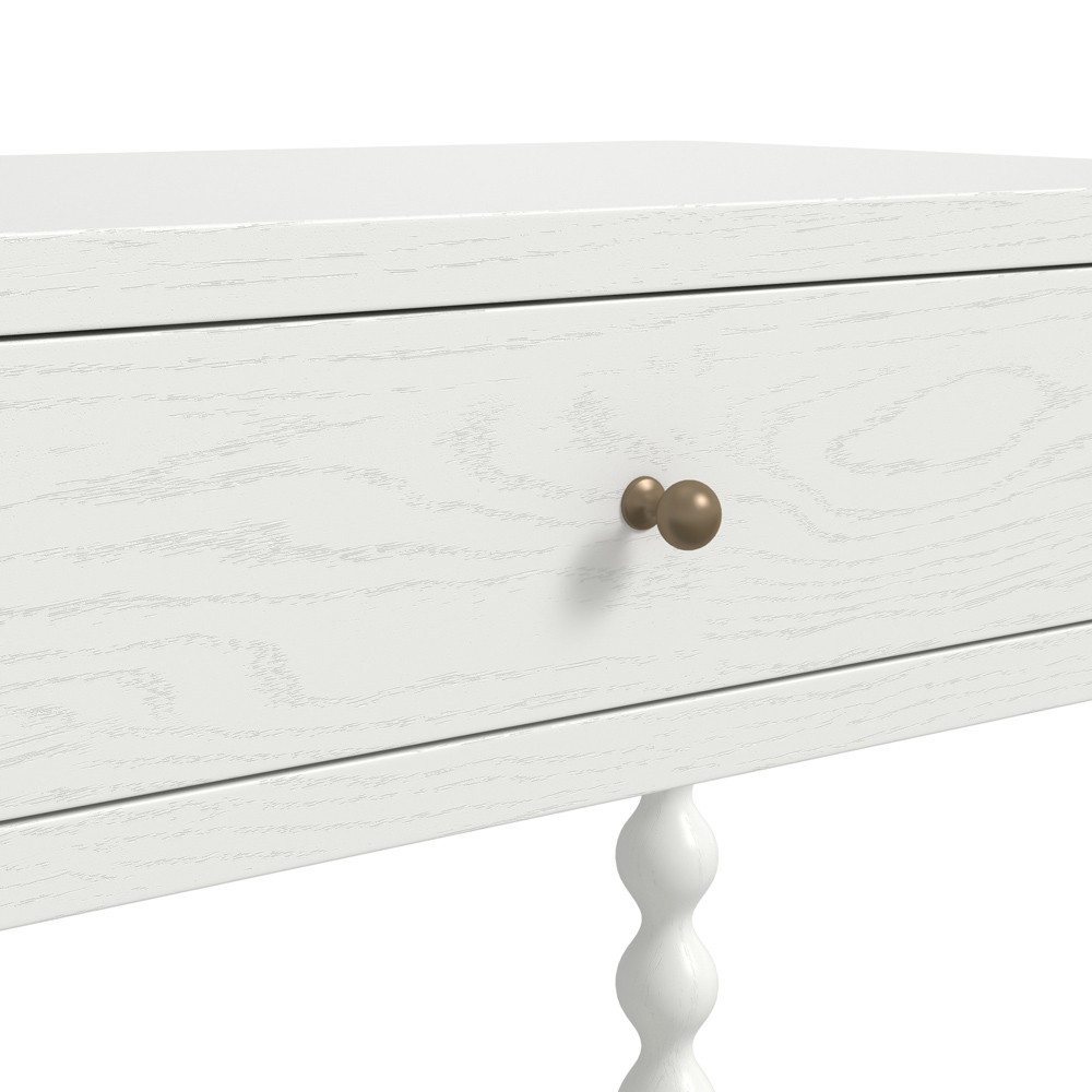 Bryer Modern Classic White Wood Spindle Nightstand|