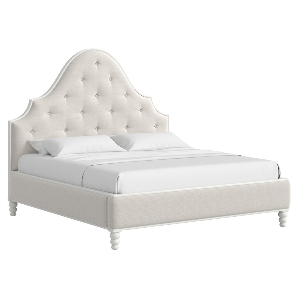 Joe Updated Traditional White Wood Tufted Bed - Queen|