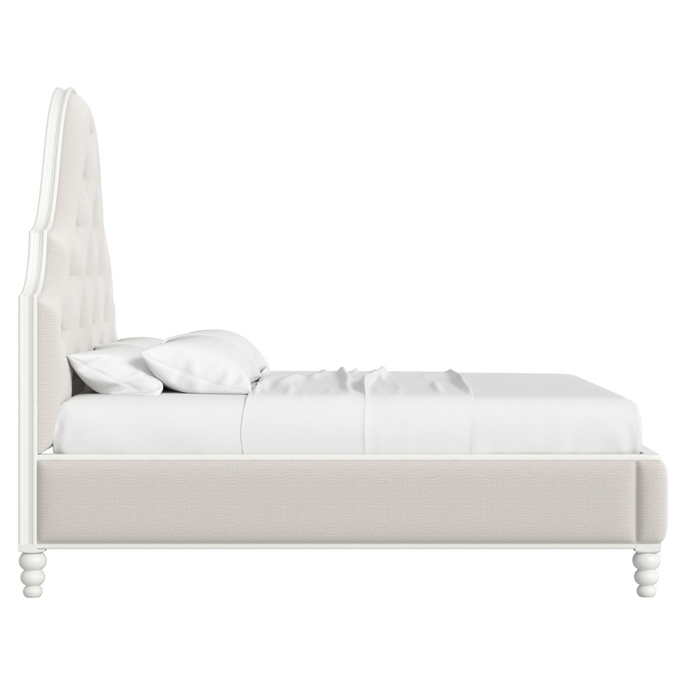 Joe Updated Traditional White Wood Tufted Bed - Queen|