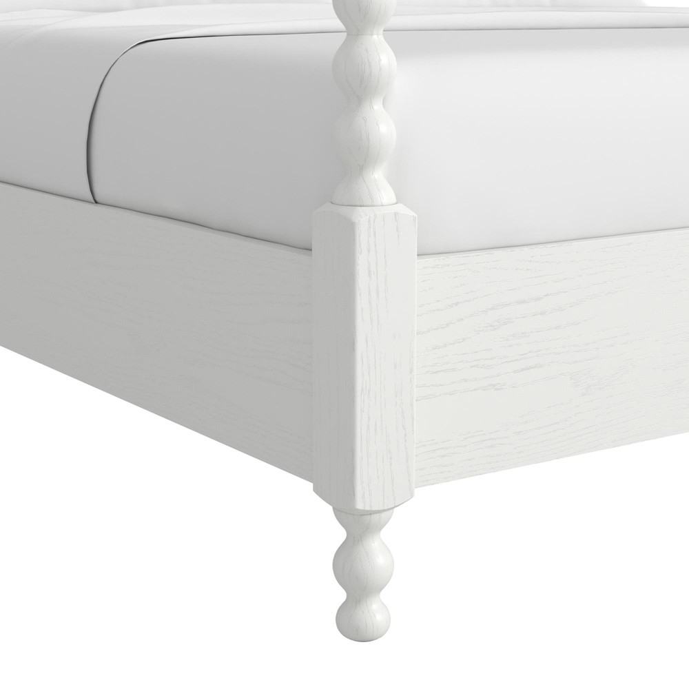 Dane Updated Traditional White Wood Canopy Spindle Bed - Queen|