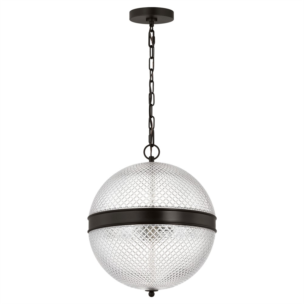 Lucinda Updated Traditional Glass Globe Aged Iron Single Pendant|