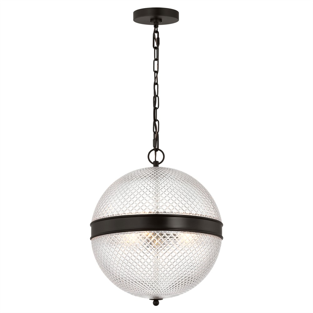 Lucinda Updated Traditional Glass Globe Aged Iron Single Pendant|