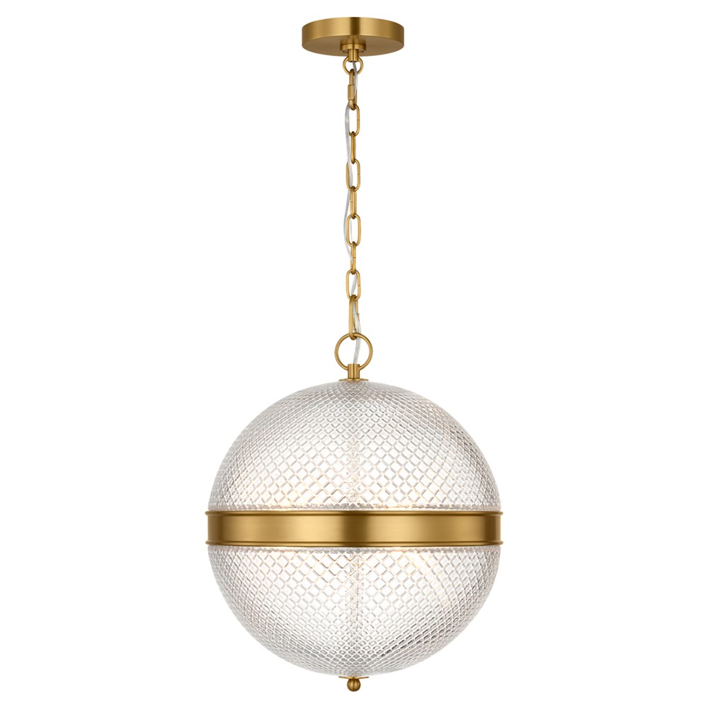 Lucinda Updated Traditional Glass Globe Burnished Brass Single Pendant|
