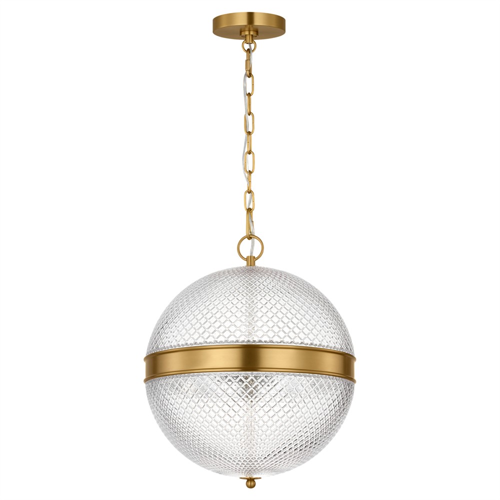 Lucinda Updated Traditional Glass Globe Burnished Brass Single Pendant|