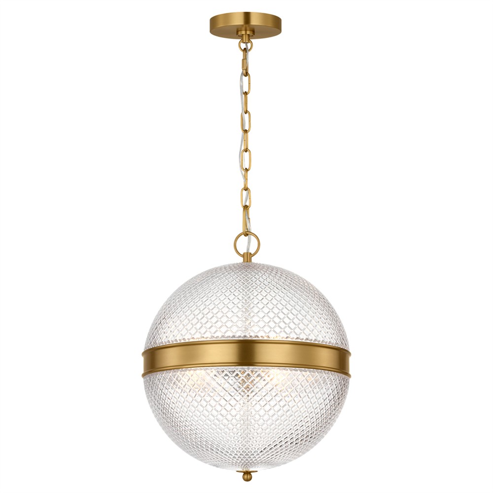 Lucinda Updated Traditional Glass Globe Burnished Brass Single Pendant|