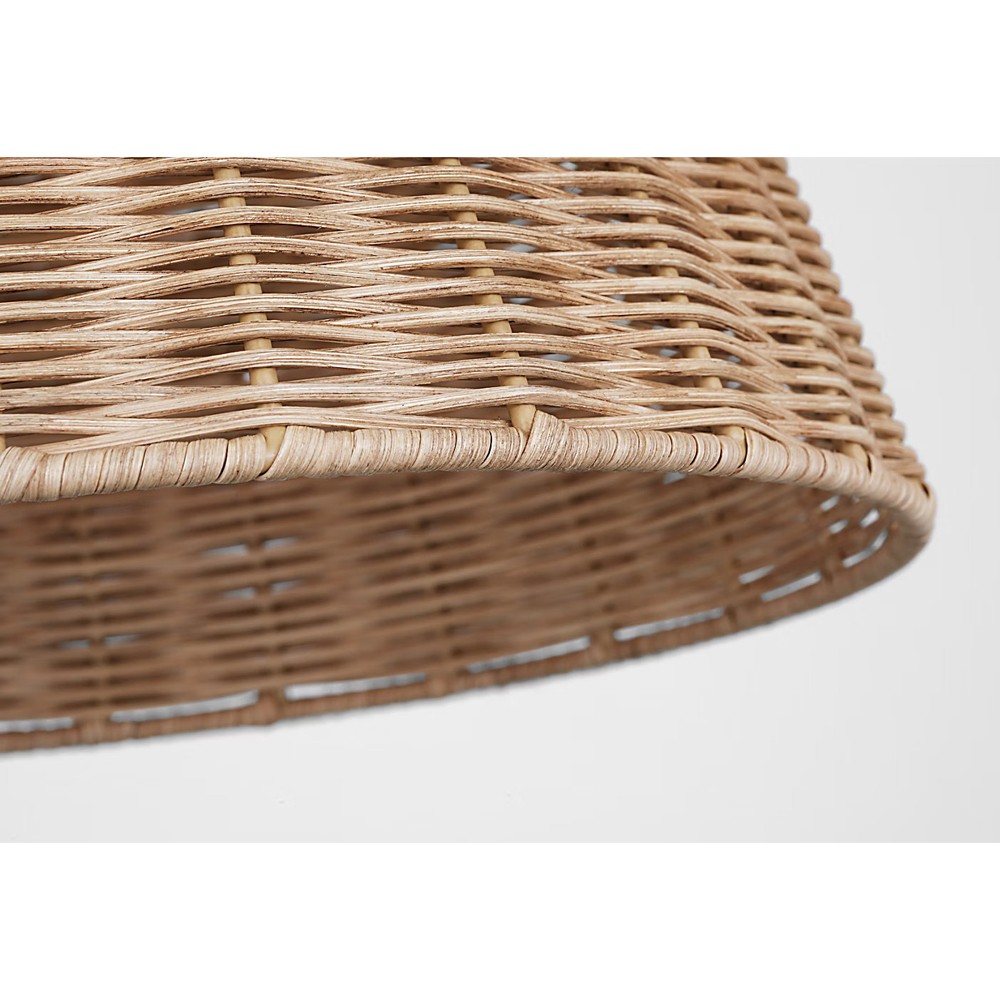 Whitby Coastal Blonde Rattan Burnished Brass Single Pendant - 12"|