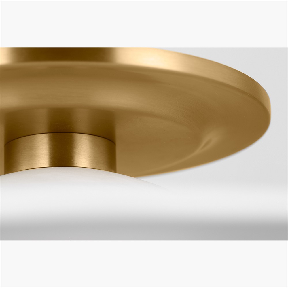Endicott Modern Classic Milk Glass Burnished Brass Flush Mount|