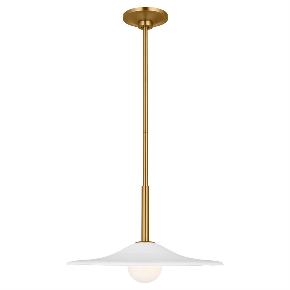 Endicott Modern Classic Milk Glass Burnished Brass Pendant - 16"|