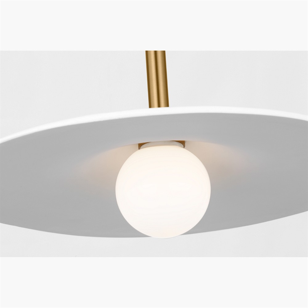 Endicott Modern Classic Milk Glass Burnished Brass Pendant - 16"|