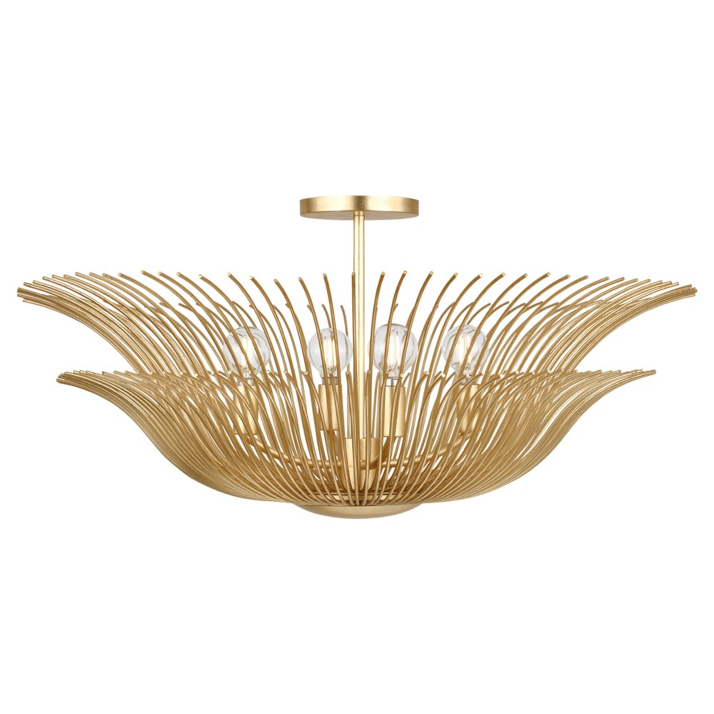 Dorelle French Country Gild Fluted Brass Semi Flush Mount|