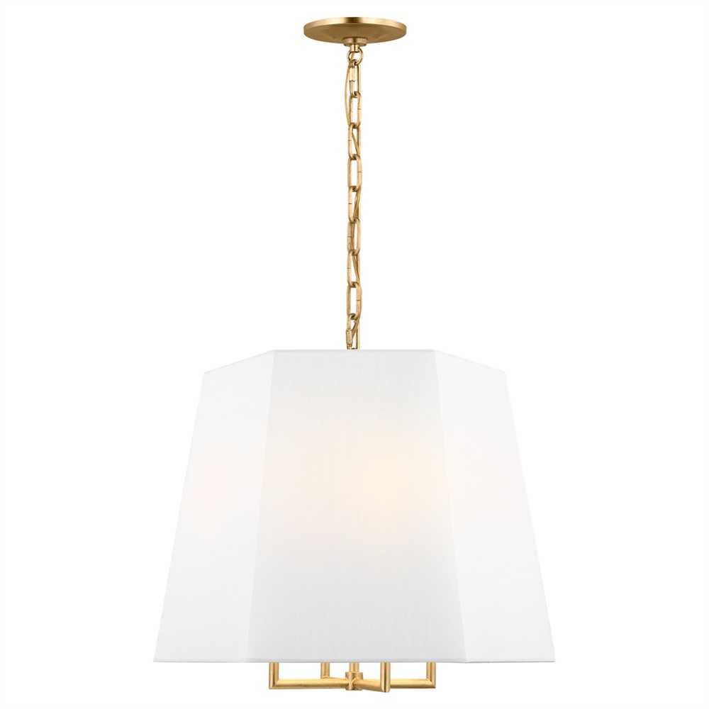 Lille Modern Hexagon White Silk Gild Hanging Shade - 20"|
