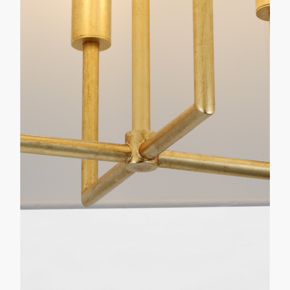 Lille Modern Hexagon White Silk Gild Hanging Shade - 20"|