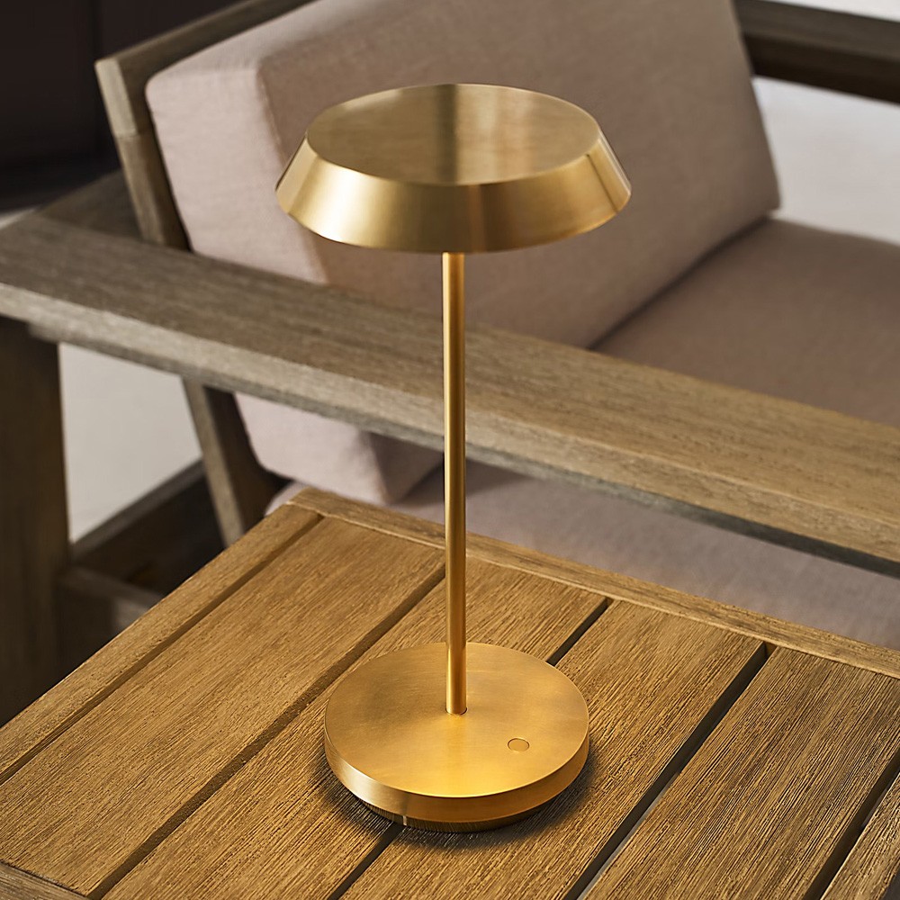 Tepa Modern Classic Natural Brass Rechargeable Outdoor Table Lamp|