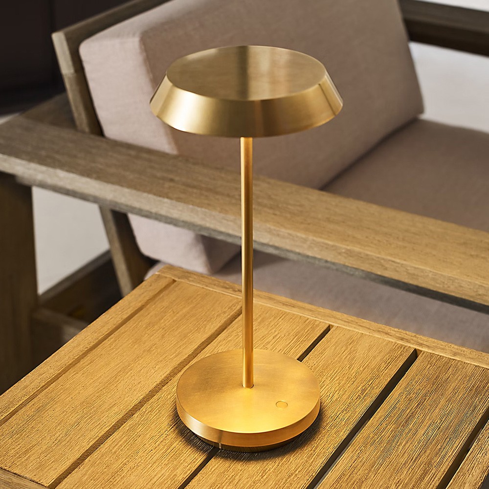 Tepa Modern Classic Natural Brass Rechargeable Outdoor Table Lamp|
