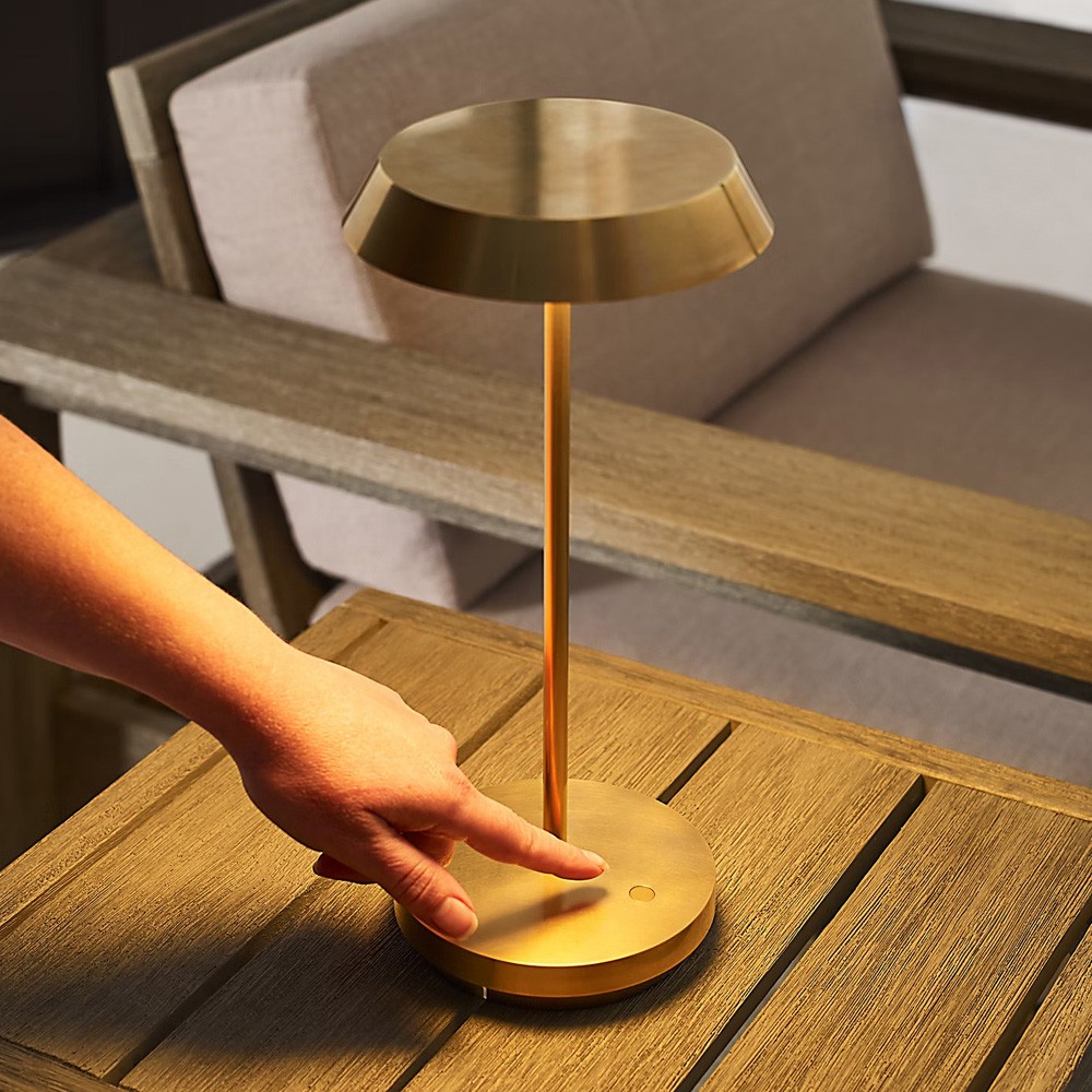 Tepa Modern Classic Natural Brass Rechargeable Outdoor Table Lamp|