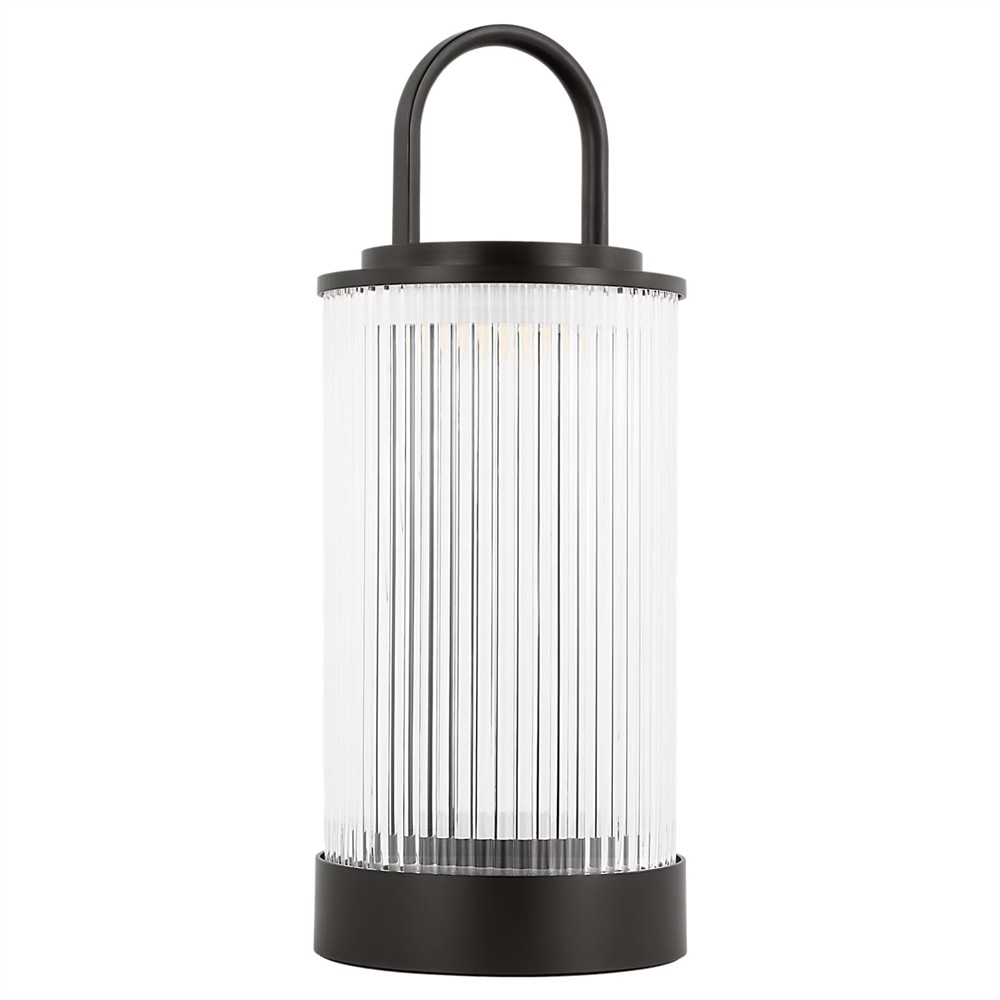 Tawa Modern Fluted Glass Bronze Brass Rechargeable Outdoor Table Lamp|