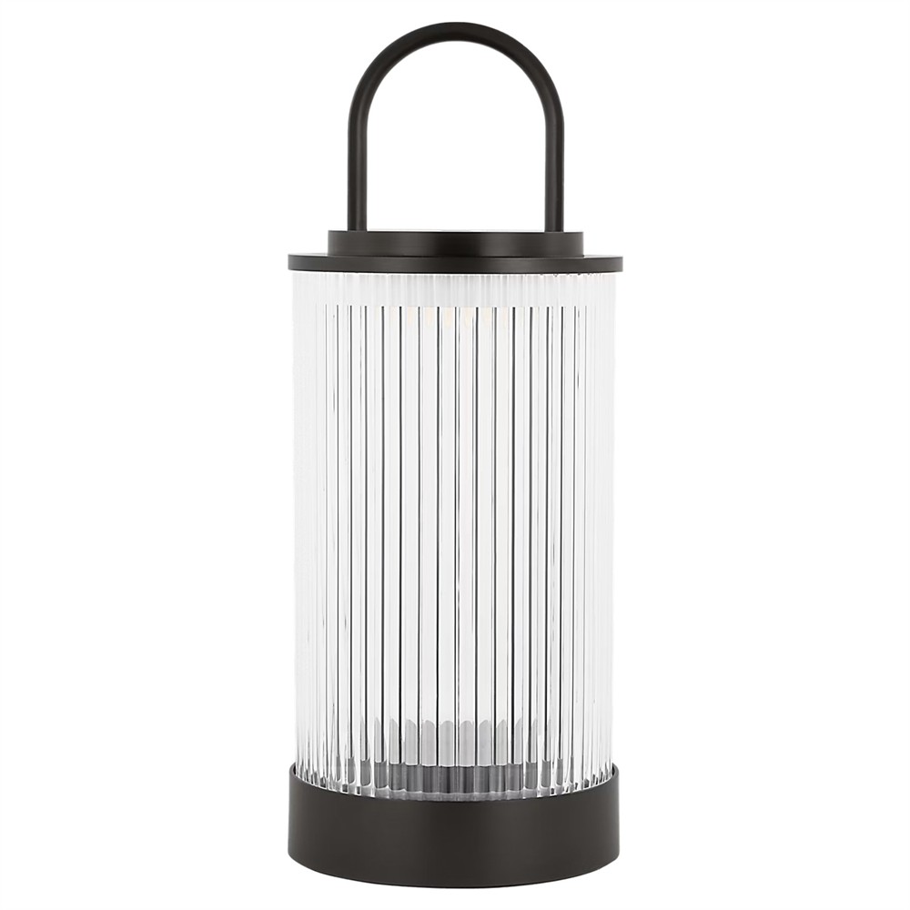 Tawa Modern Fluted Glass Bronze Brass Rechargeable Outdoor Table Lamp|