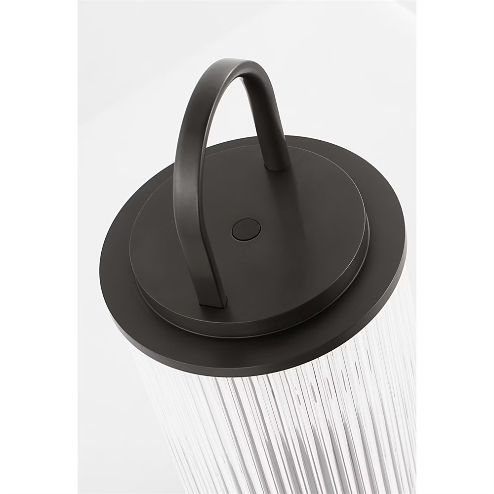 Tawa Modern Fluted Glass Bronze Brass Rechargeable Outdoor Table Lamp|