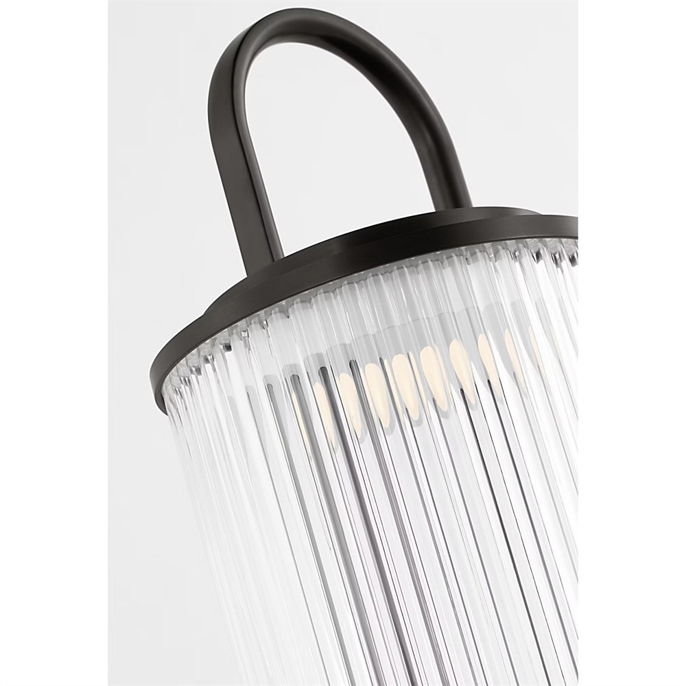 Tawa Modern Fluted Glass Bronze Brass Rechargeable Outdoor Table Lamp|