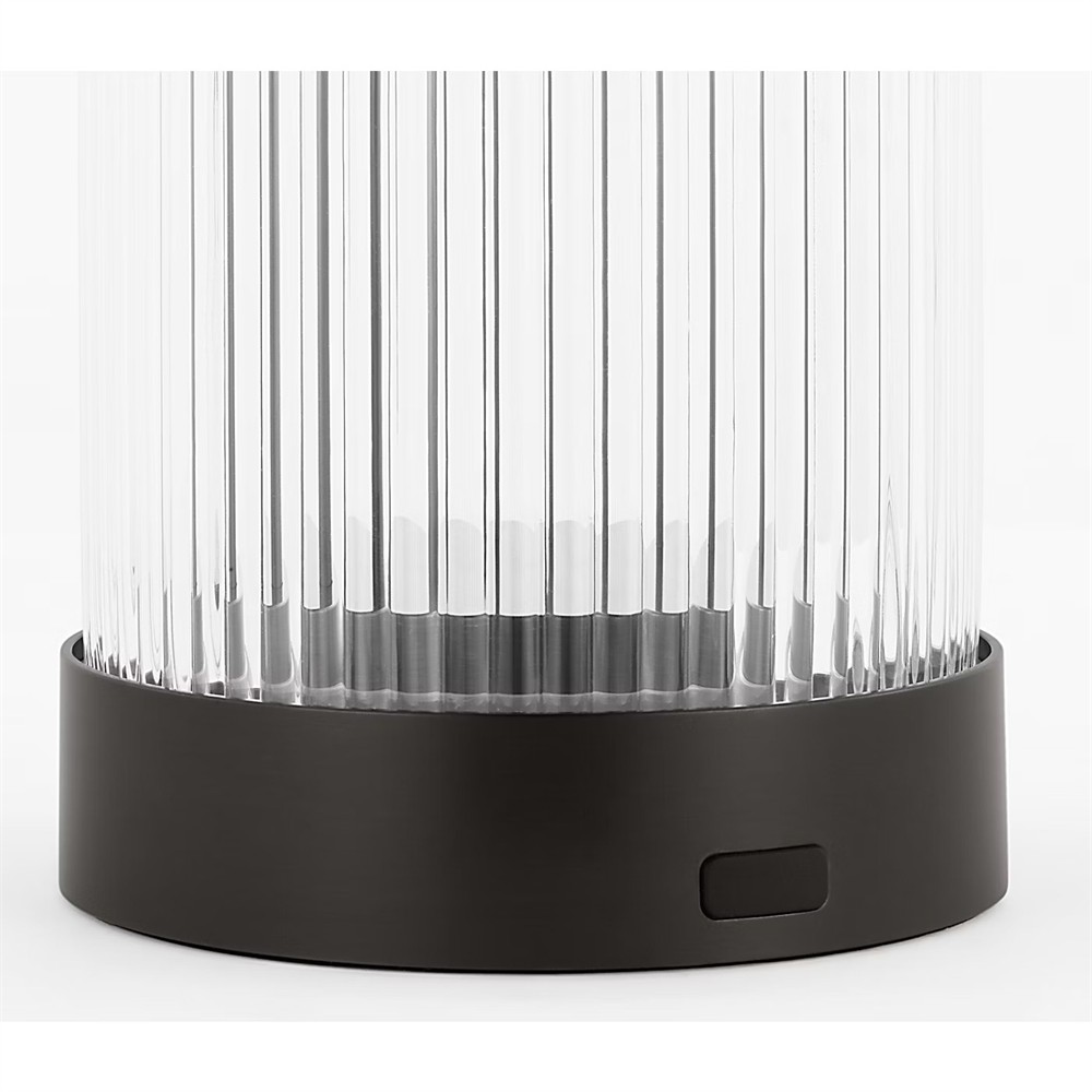 Tawa Modern Fluted Glass Bronze Brass Rechargeable Outdoor Table Lamp|