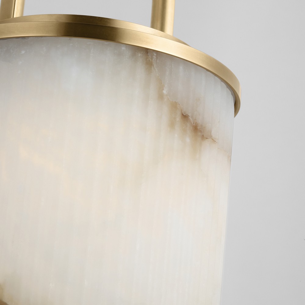 Tawa Modern White Alabaster Antique Brass Rechargeable Outdoor Table Lamp|
