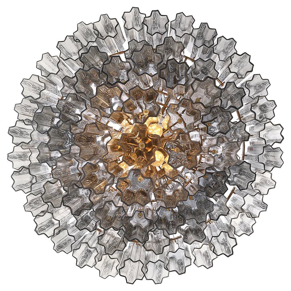 Corin Updated Traditional Smoke Glass Aged Brass 20 Light Chandelier|