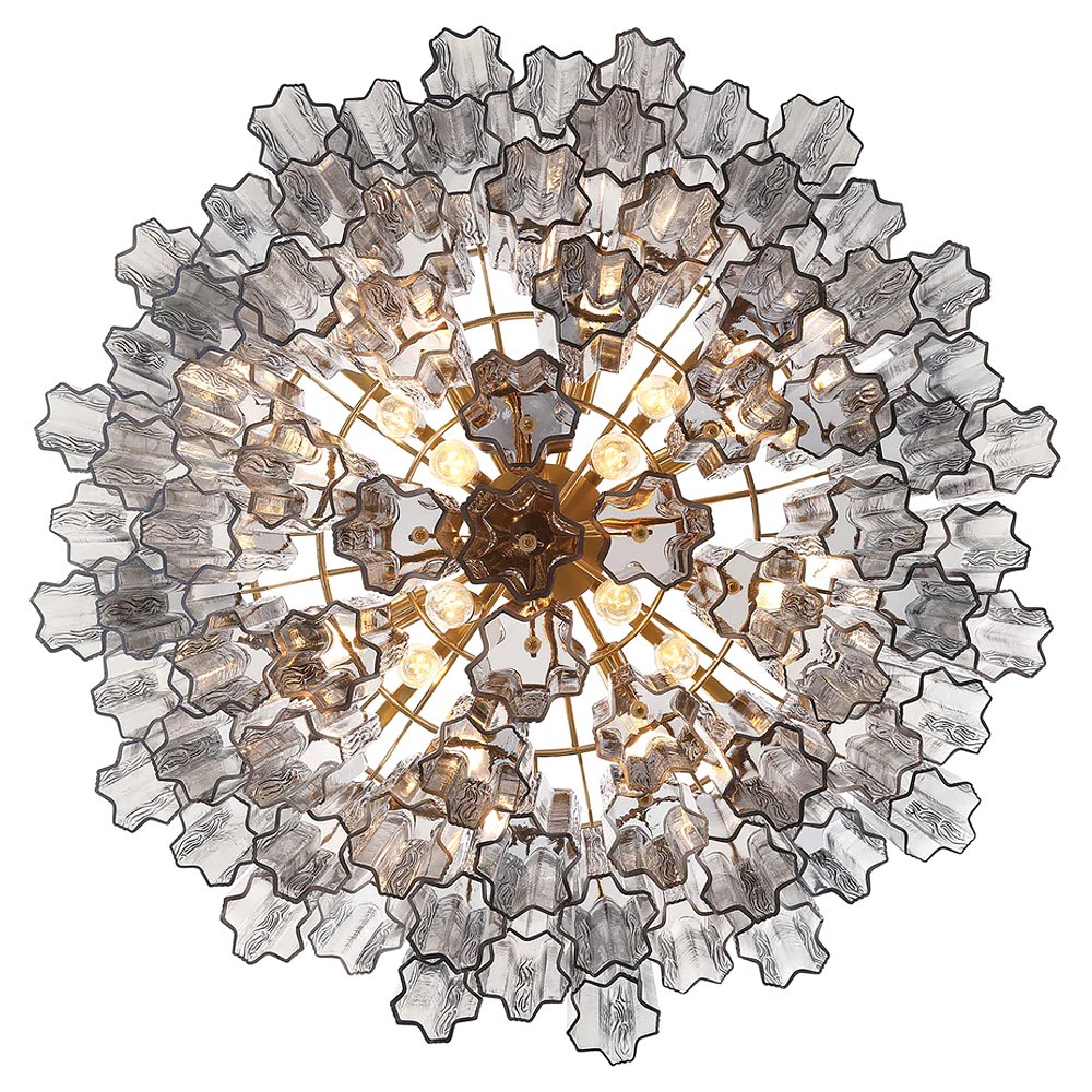 Corin Updated Traditional Smoke Glass 16 Light Chandelier|
