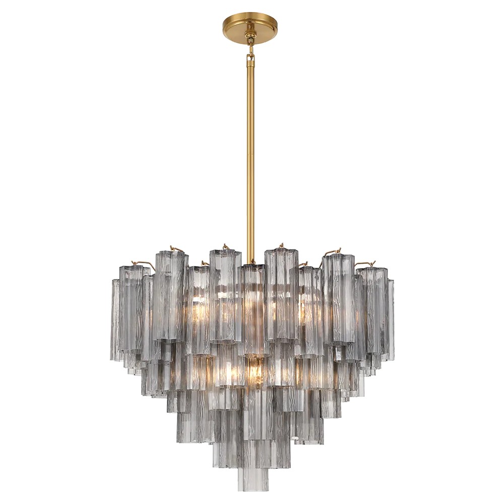 Corin Updated Traditional Smoke Glass 12 Light Chandelier|