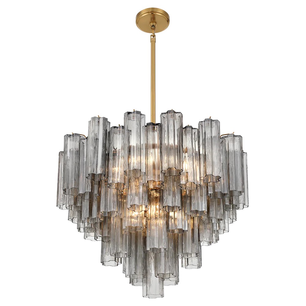 Corin Updated Traditional Smoke Glass 12 Light Chandelier|