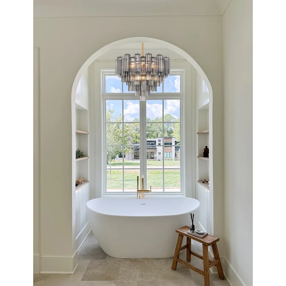 Corin Updated Traditional Smoke Glass 12 Light Chandelier|