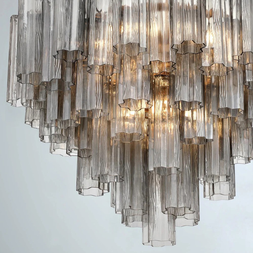 Corin Updated Traditional Smoke Glass 12 Light Chandelier|