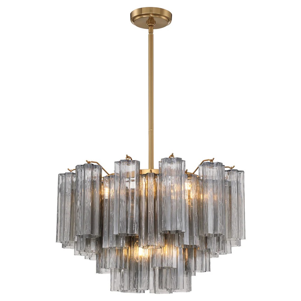 Corin Updated Traditional Smoke Glass 9 Light Chandelier|