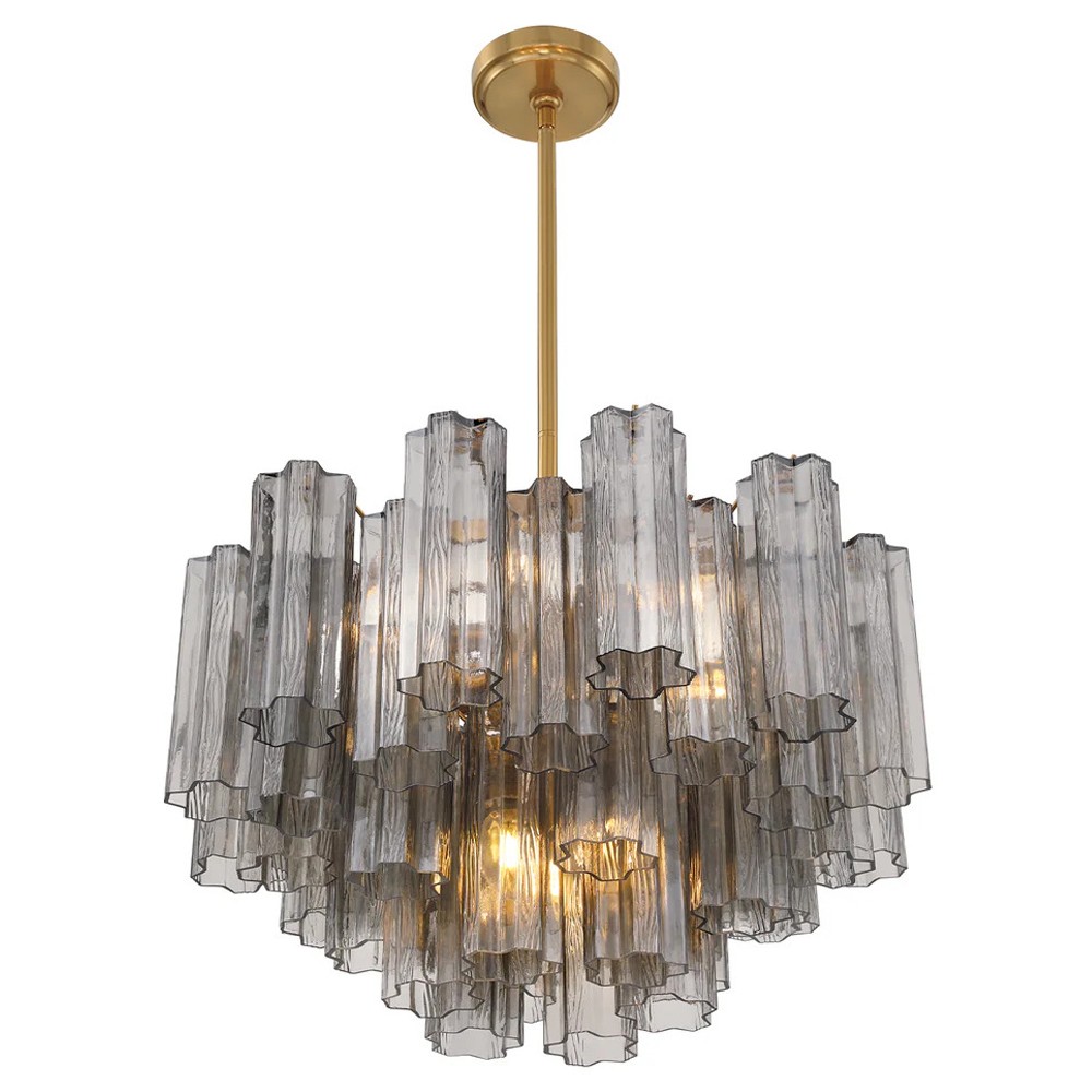 Corin Updated Traditional Smoke Glass 9 Light Chandelier|