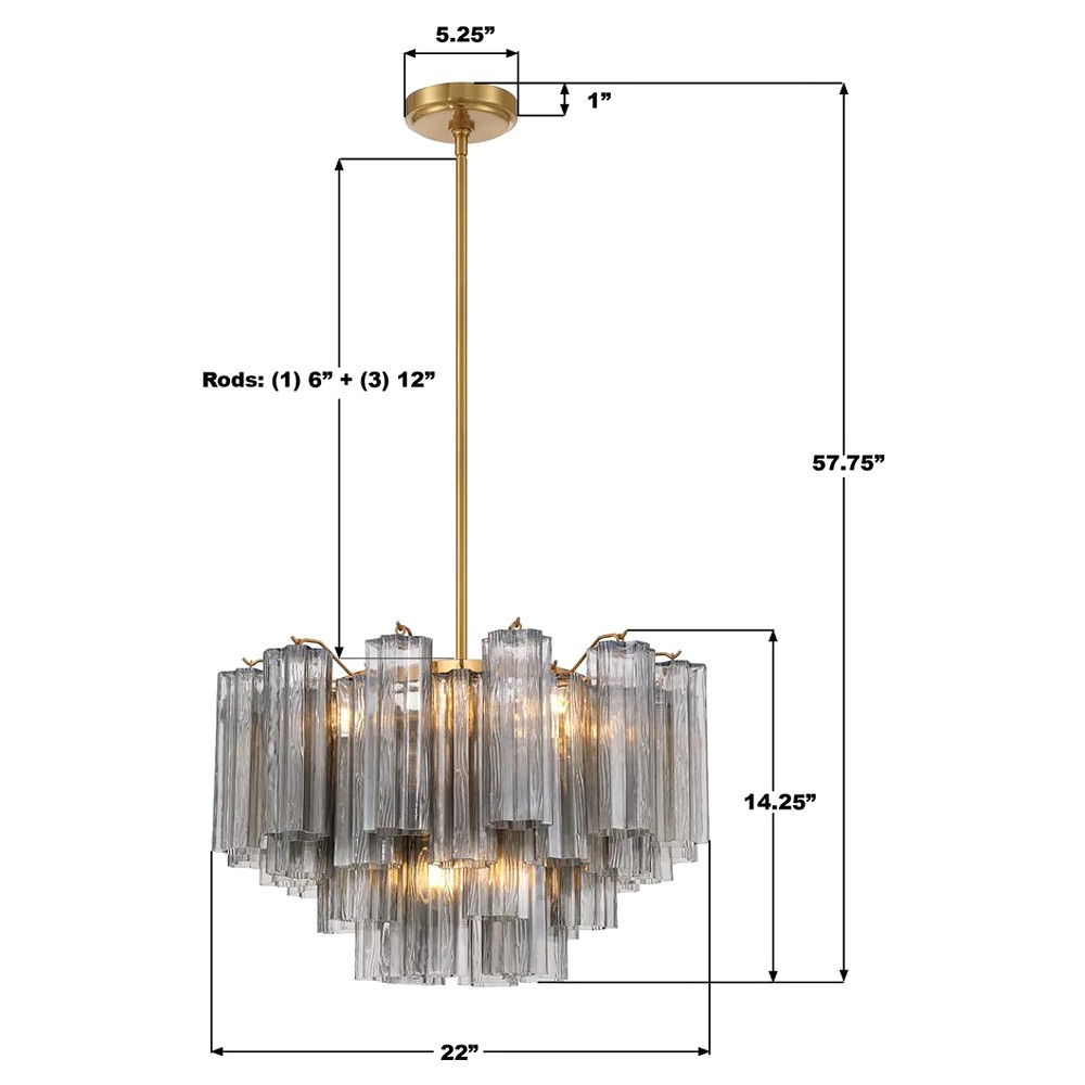 Corin Updated Traditional Smoke Glass 9 Light Chandelier|