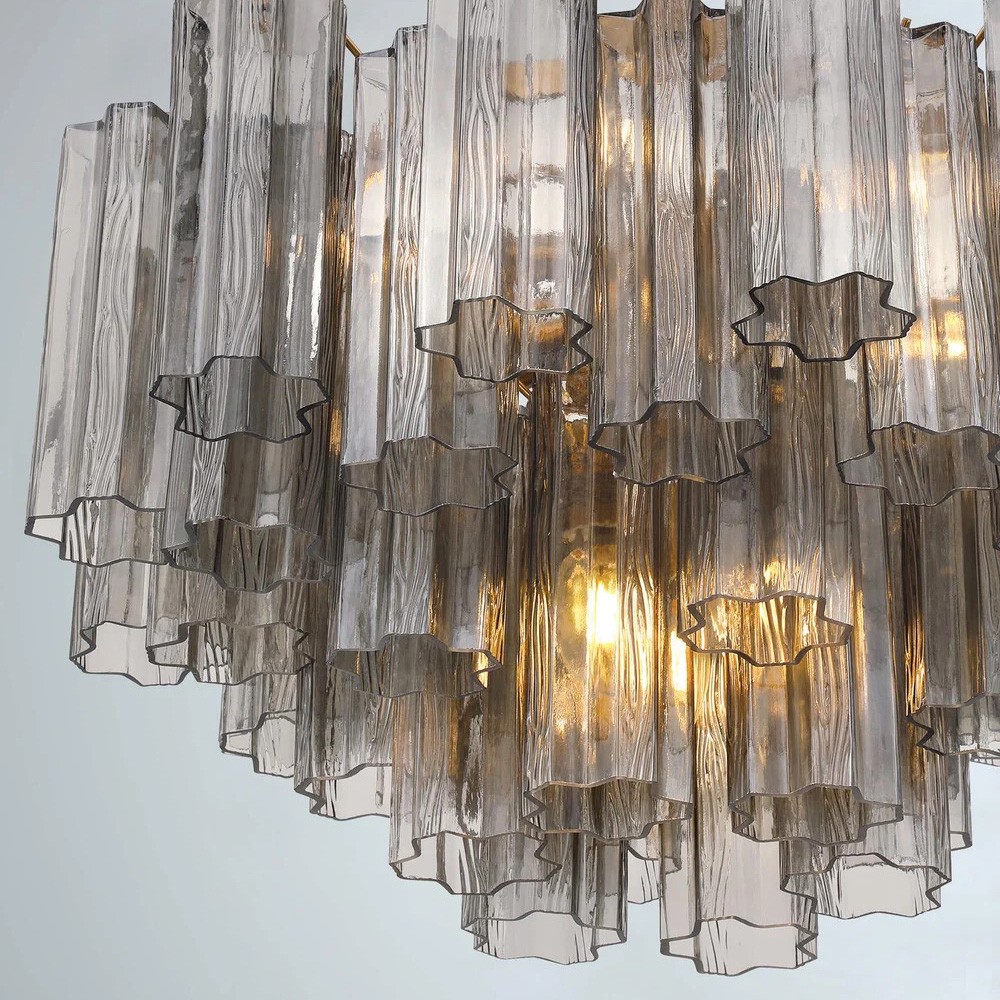 Corin Updated Traditional Smoke Glass 9 Light Chandelier|