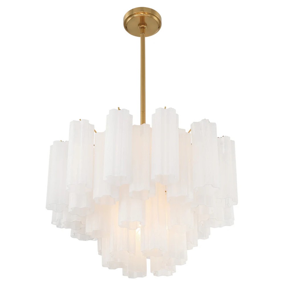 Corin Updated Traditional White Glass 9 Light Chandelier|