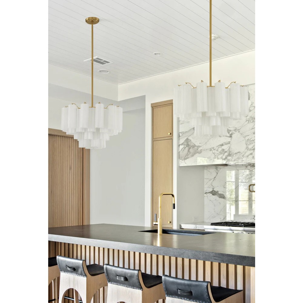Corin Updated Traditional White Glass 9 Light Chandelier|