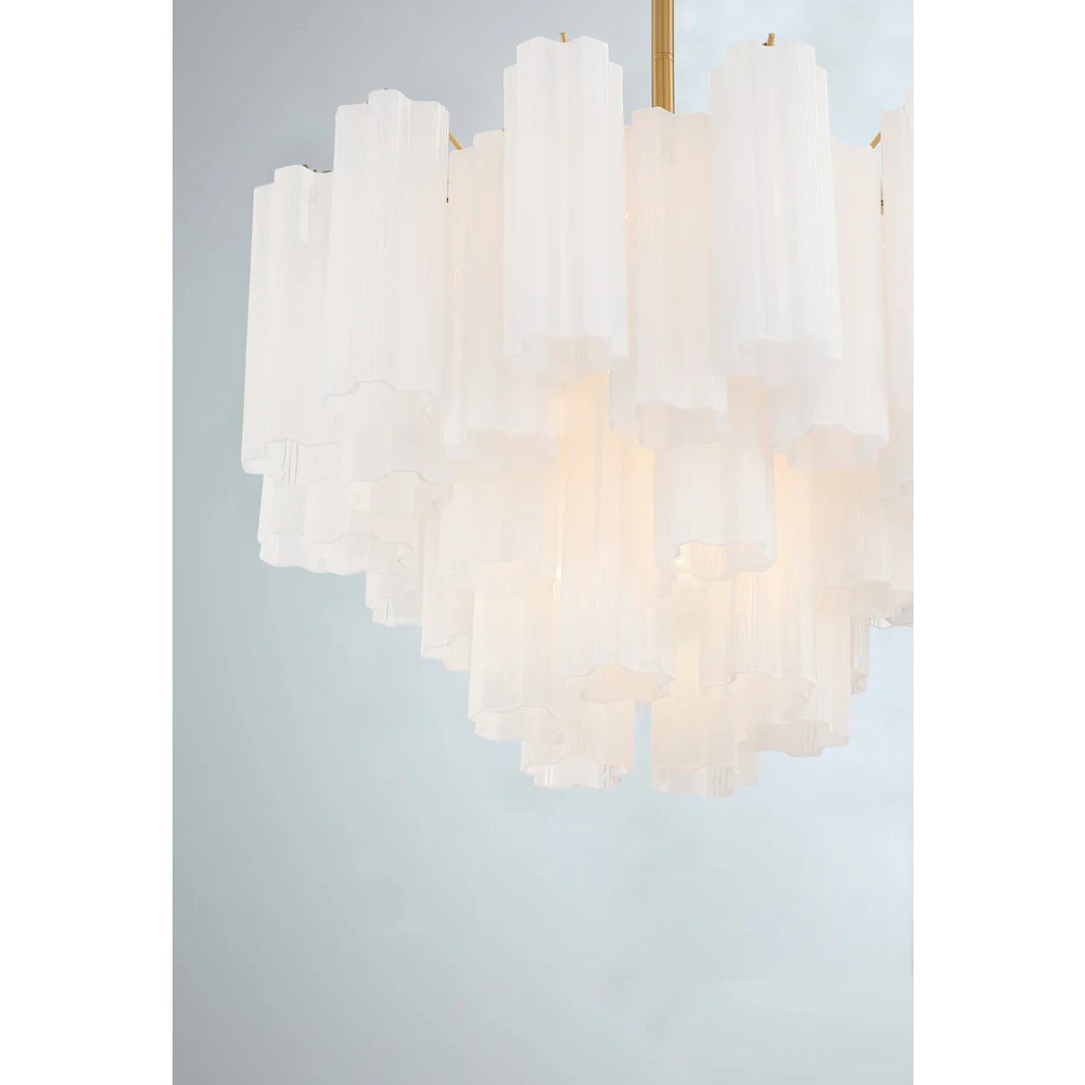 Corin Updated Traditional White Glass 9 Light Chandelier|