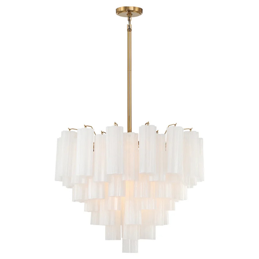 Corin Updated Traditional White Glass 12 Light Chandelier|