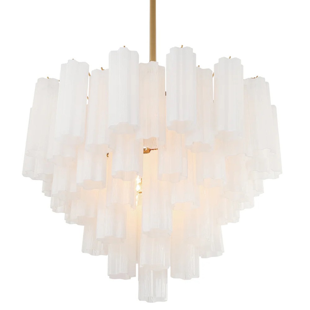 Corin Updated Traditional White Glass 12 Light Chandelier|