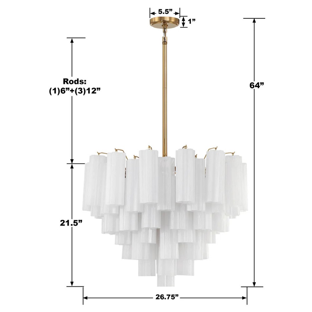 Corin Updated Traditional White Glass 12 Light Chandelier|
