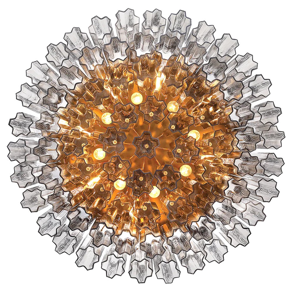 Corin Traditional Smoke Glass Aged Brass 16 Light Flush Mount|