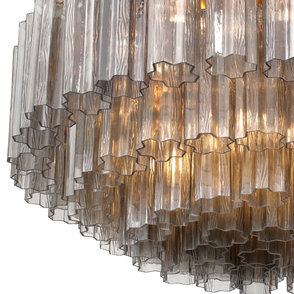 Corin Traditional Smoke Glass Aged Brass 16 Light Flush Mount|