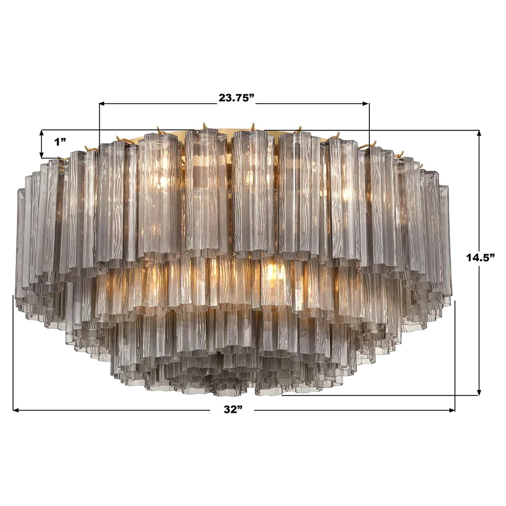 Corin Traditional Smoke Glass Aged Brass 16 Light Flush Mount|