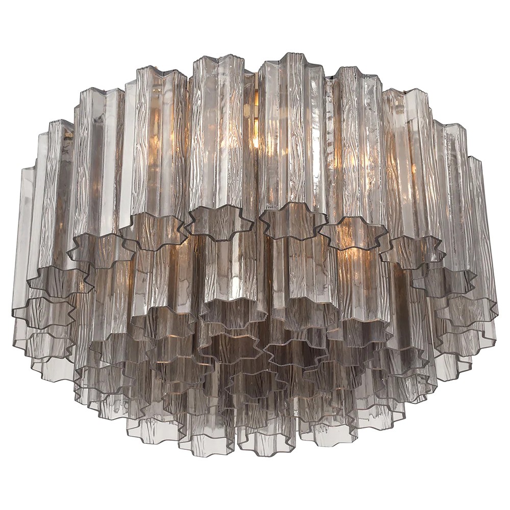 Corin Traditional Smoke Glass Aged Brass 7 Light Flush Mount|