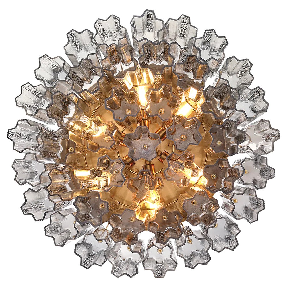 Corin Traditional Smoke Glass Aged Brass 7 Light Flush Mount|
